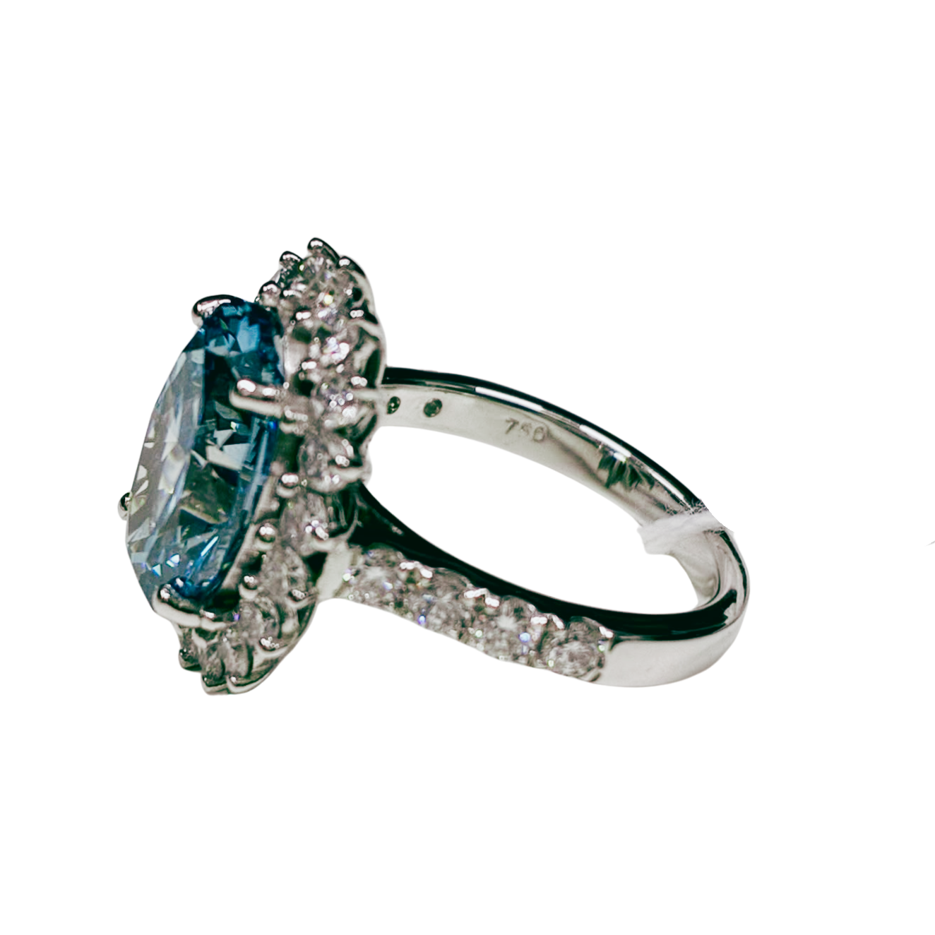 18KWG Blue Lab Grown Diamond Ladys Ring With Cert 6.34GM Secondary image