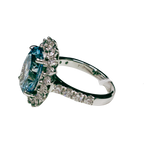 18KWG Blue Lab Grown Diamond Ladys Ring With Cert 6.34GM