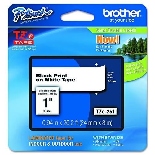 Brother TZe251 24mm X 8mm Laminated Tape Black On White Main image