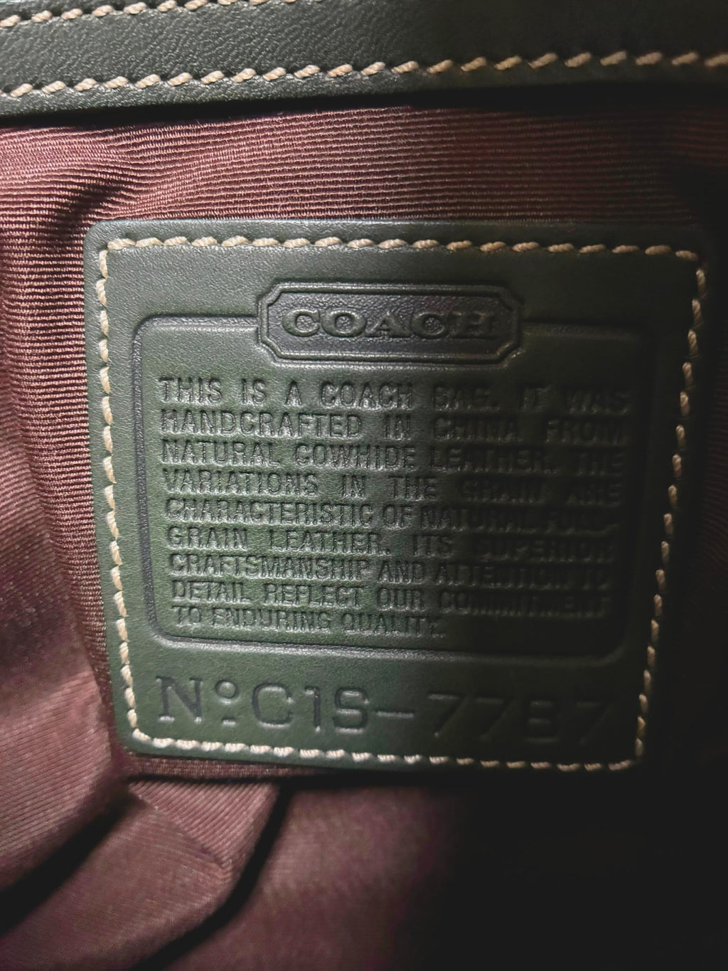 Coach 7787 Hampton Tote Bag Hunter Green