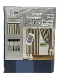 Linen Home StripeSolid Blackout Curtain Blue 160x235cm