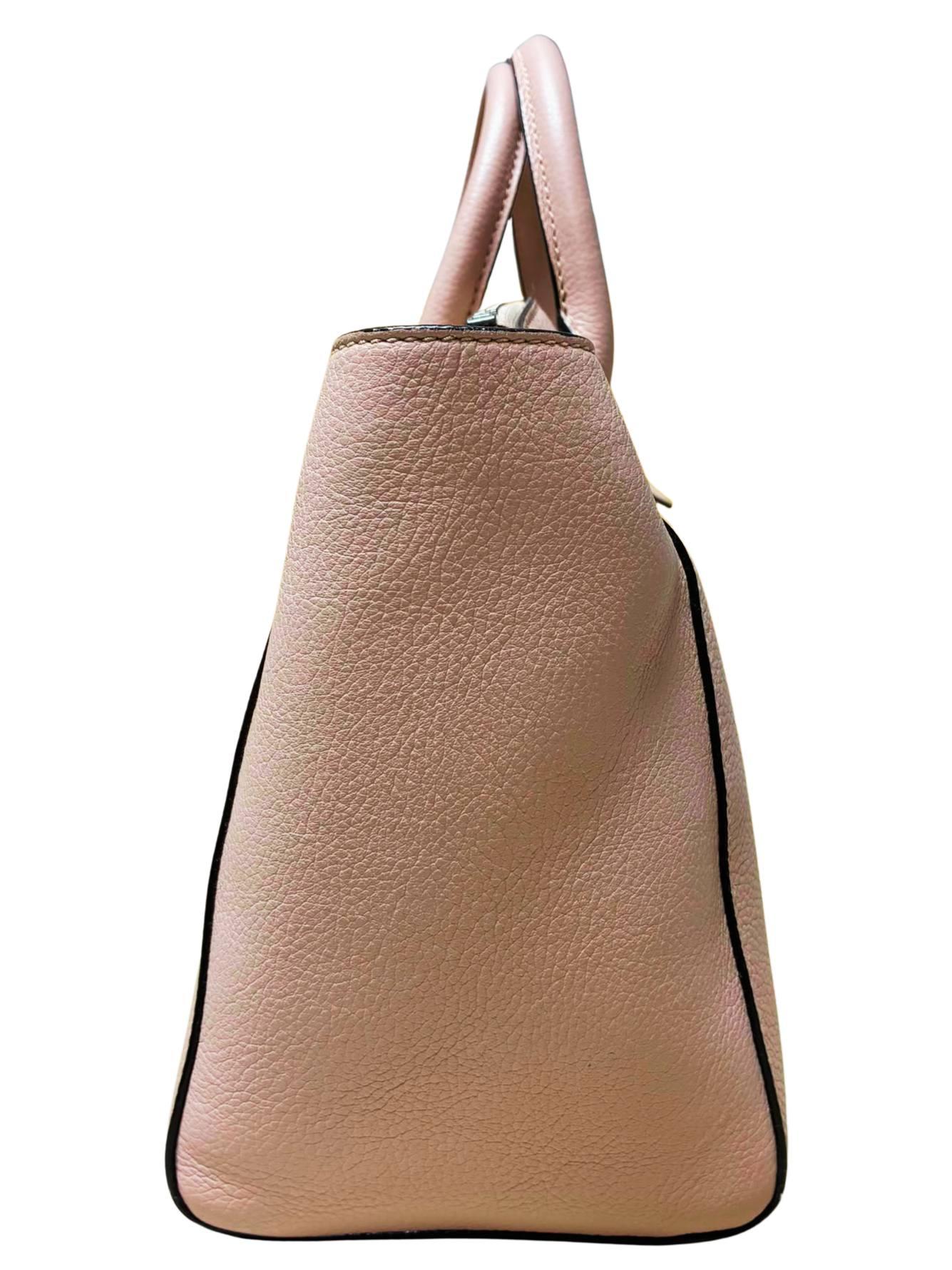 Bally Sommet ZIP Logo Engraved Leather 2way Handbag Shoulder Bag Pink Beige