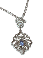 750WG Necklace With Blue Sapphire And Diamond Pendant 6.6GM