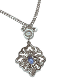 750WG Necklace With Blue Sapphire And Diamond Pendant 6.6GM