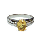 18KWG Oval Cut Yellow Sapphire And Diamond Ring 4.3GM