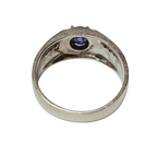 9KWG Mens Blue Sapphire And Diamond Ring 5.8GM