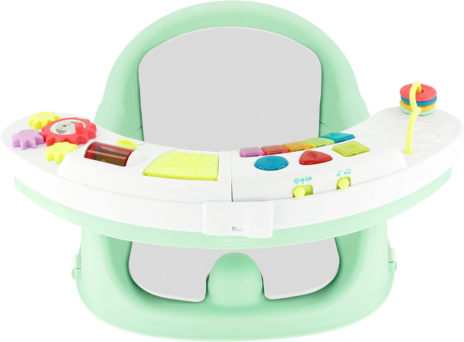 Infantino Music & Lights 3-in-1 Discovery Seat and Booster - Convertible Booster, Infant Activity Seat and Feeding Seat with Electronic Piano for Sensory Exploration, for Babies and Toddlers, Mint Main image