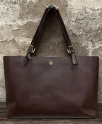 Tory Burch Leather York Buckle Tote Brown