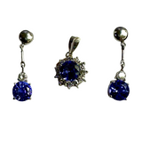 White Gold Tanzanite Diamond Earring With Pendant