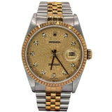 Rolex 16233 Datejust 18k Half Gold Diamond Index with Computer dial Watch, 36mm