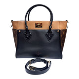 Louis Vuitton On My Side MM Black Calf Leather & Monogram Canvas Handbag M53823
