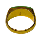 Chinese Yellow Gold And Green Jade Cabochon Saddle Ring 4.8GM