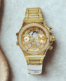 Guess Analog Chronograph Rose Gold Stainless Steel Strap Women Watch GW0552L3