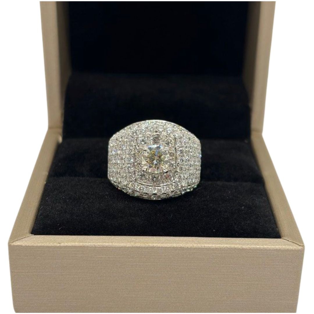 14K White Gold Natural Diamond Ring