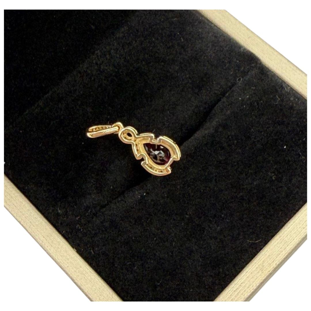 14K Yellow Gold Natural Rubellite & Diamond Pendant