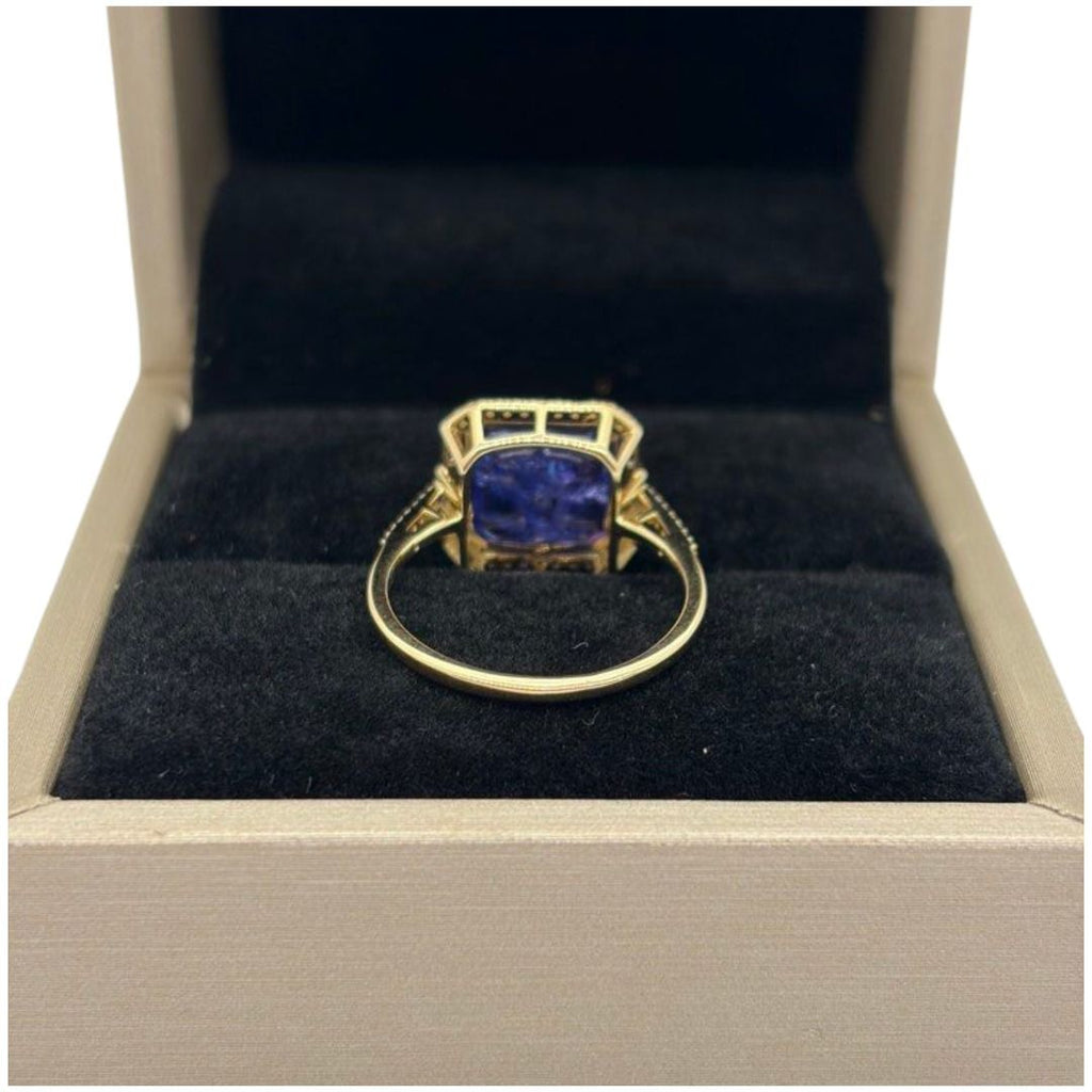 14K Yellow Gold Natural Tanzanite & Diamond Ring
