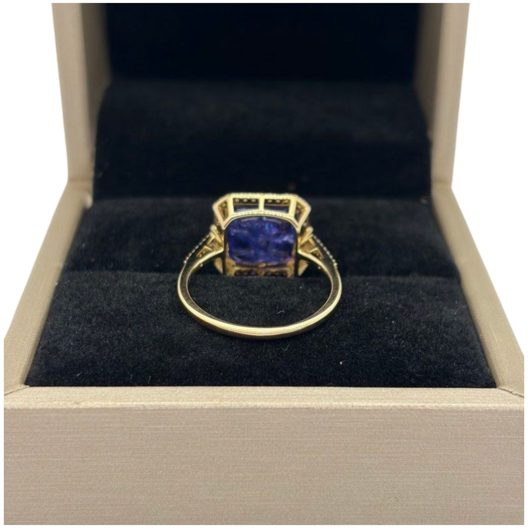 14K Yellow Gold Natural Tanzanite & Diamond Ring