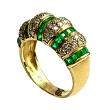 18K Yellow Gold Emerald Diamond Ring