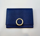 Bvlgari Card Holder-Blue Leather