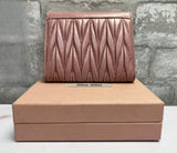 Miu Miu Pink Matelasse Leather Trifold Wallet