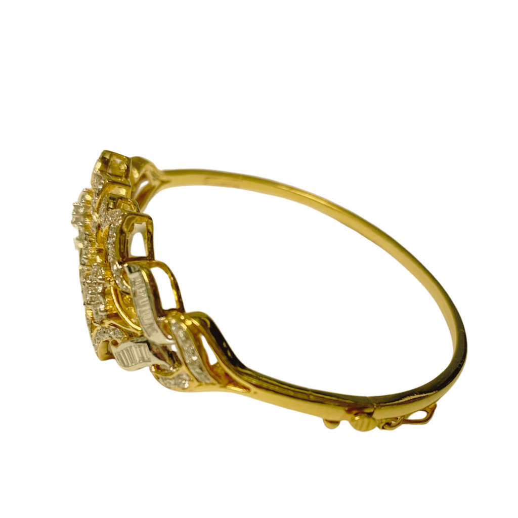 18KYG Diamond Studded Rigid Bangle Bracelet 16.0GM
