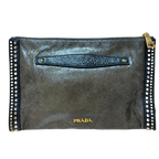 Prada Leather Craquele Studded Clutch
