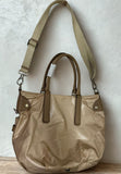 TODS Beige Coated Canvas Leather Trim Cargo Crossbody BAG