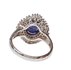 PT900 Oval Cut Sapphire Ring With Diamond Halos 7.7GM