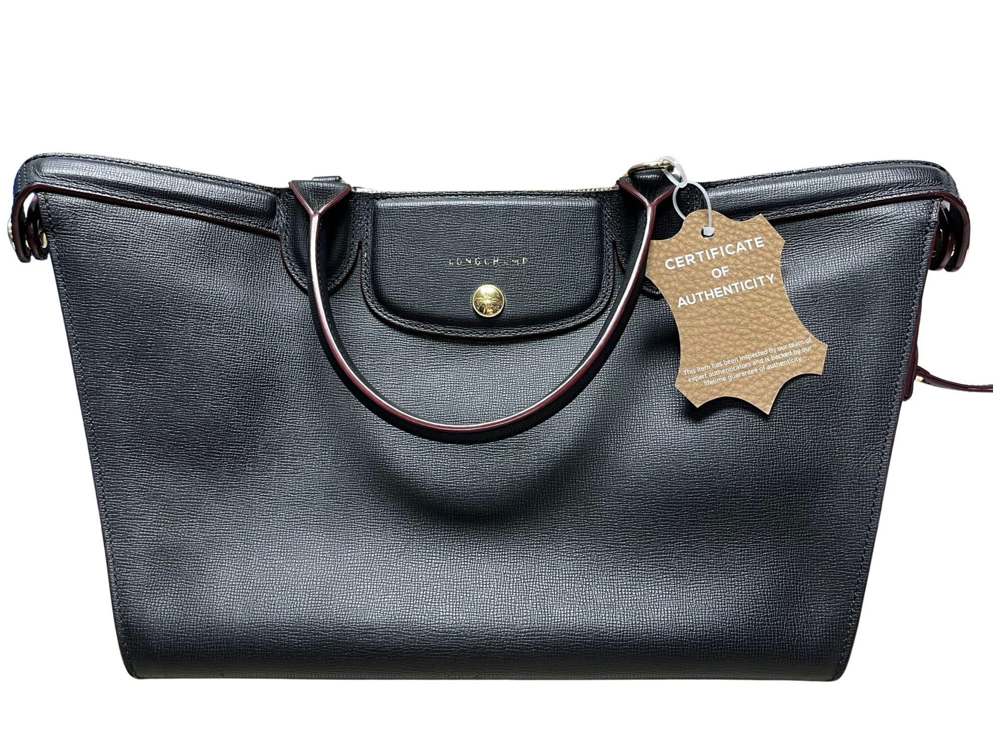 Longchamp Le Pliage Heritage Tote Black Leather Main image