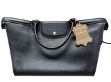Longchamp Le Pliage Heritage Tote Black Leather