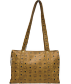 MCM Visetos Monogram Cognac Shopper Tote Bag 39cm