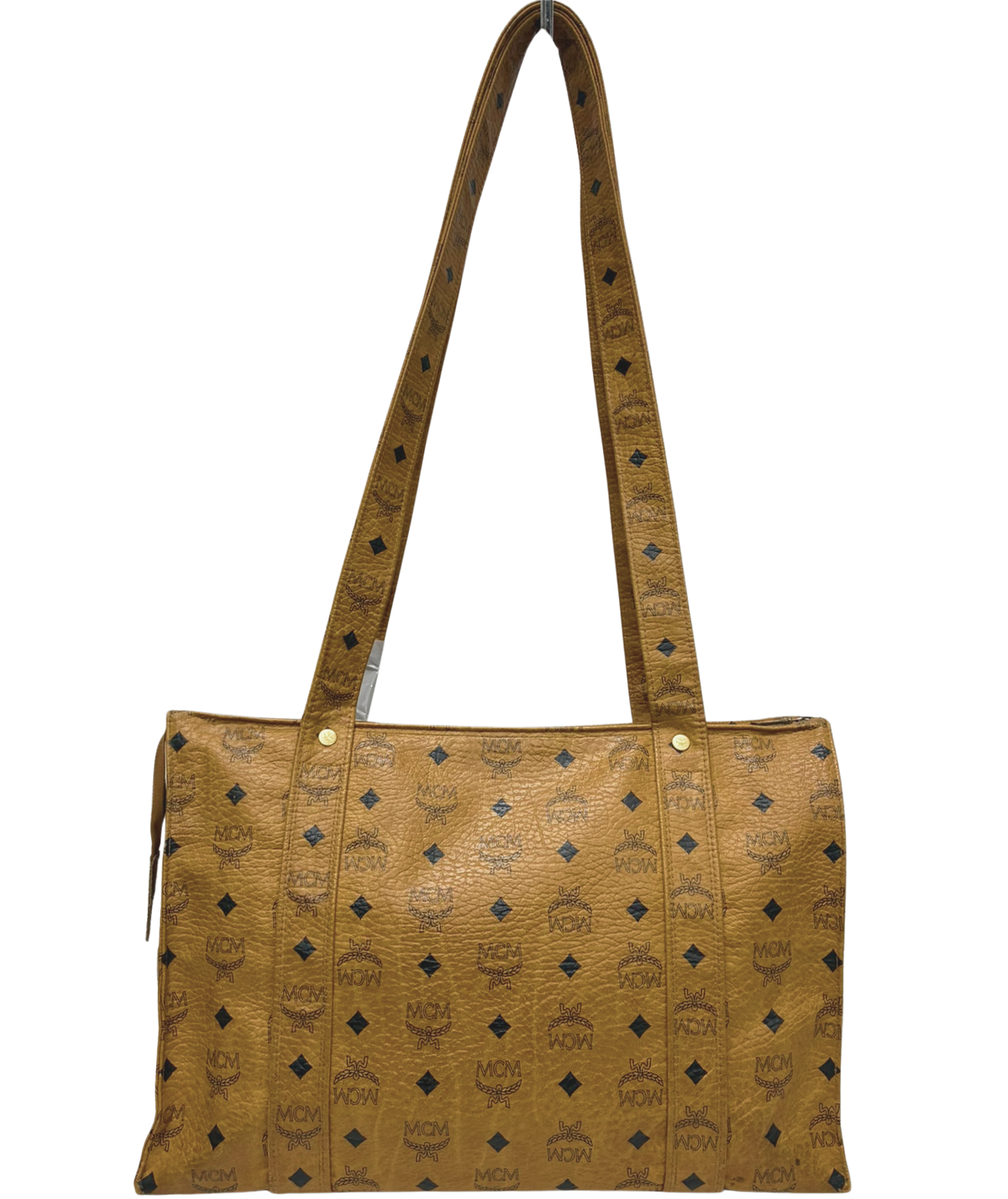 MCM Visetos Monogram Cognac Shopper Tote Bag 39cm