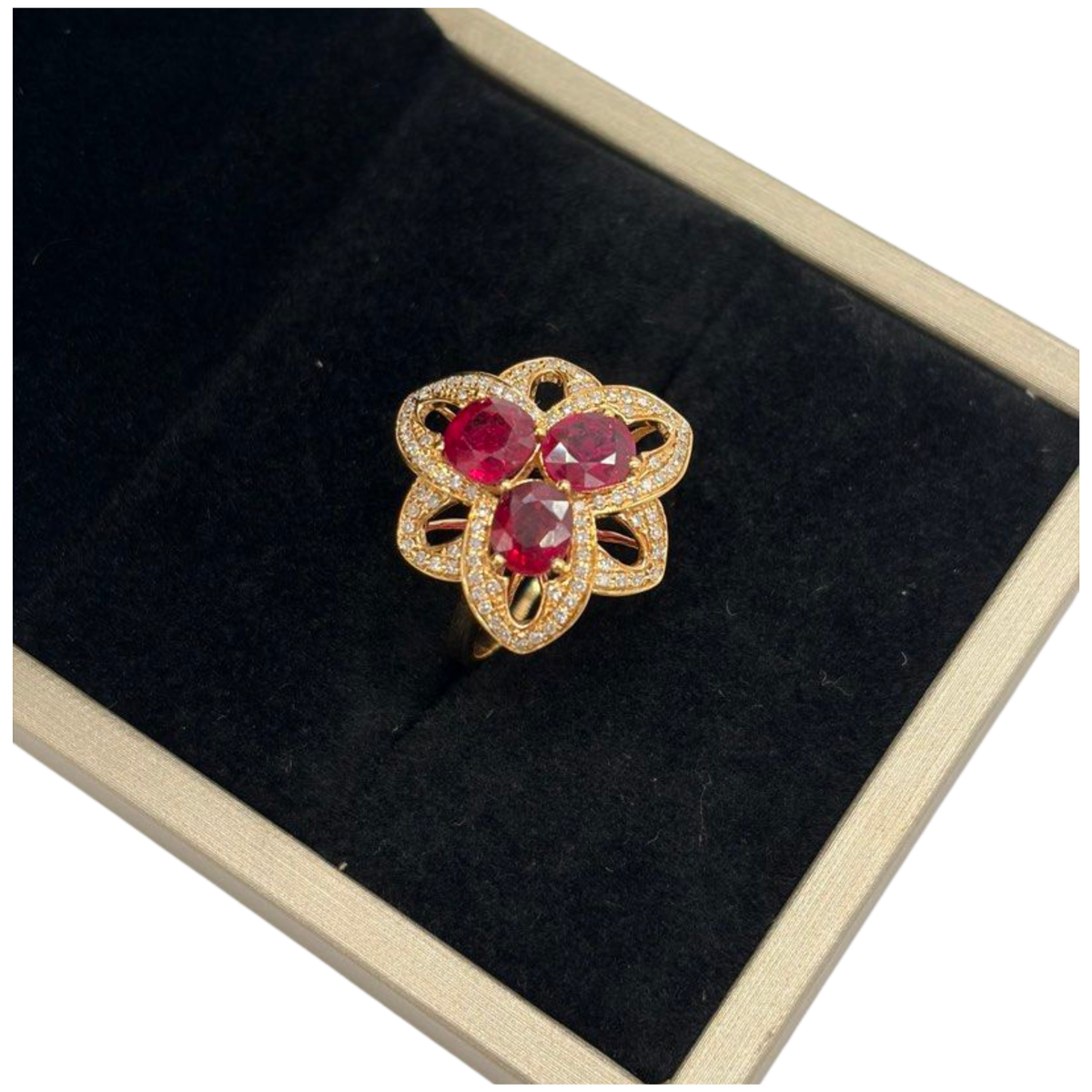 18K Yellow Gold Natural Ruby & Diamond Ring Main image