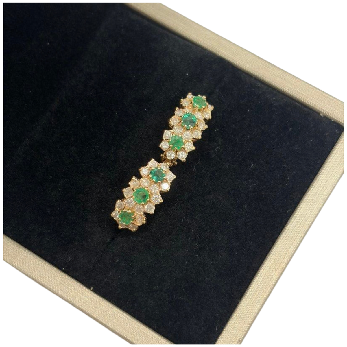 18K Rose Gold Natural Emerald & Diamond Earring Main image