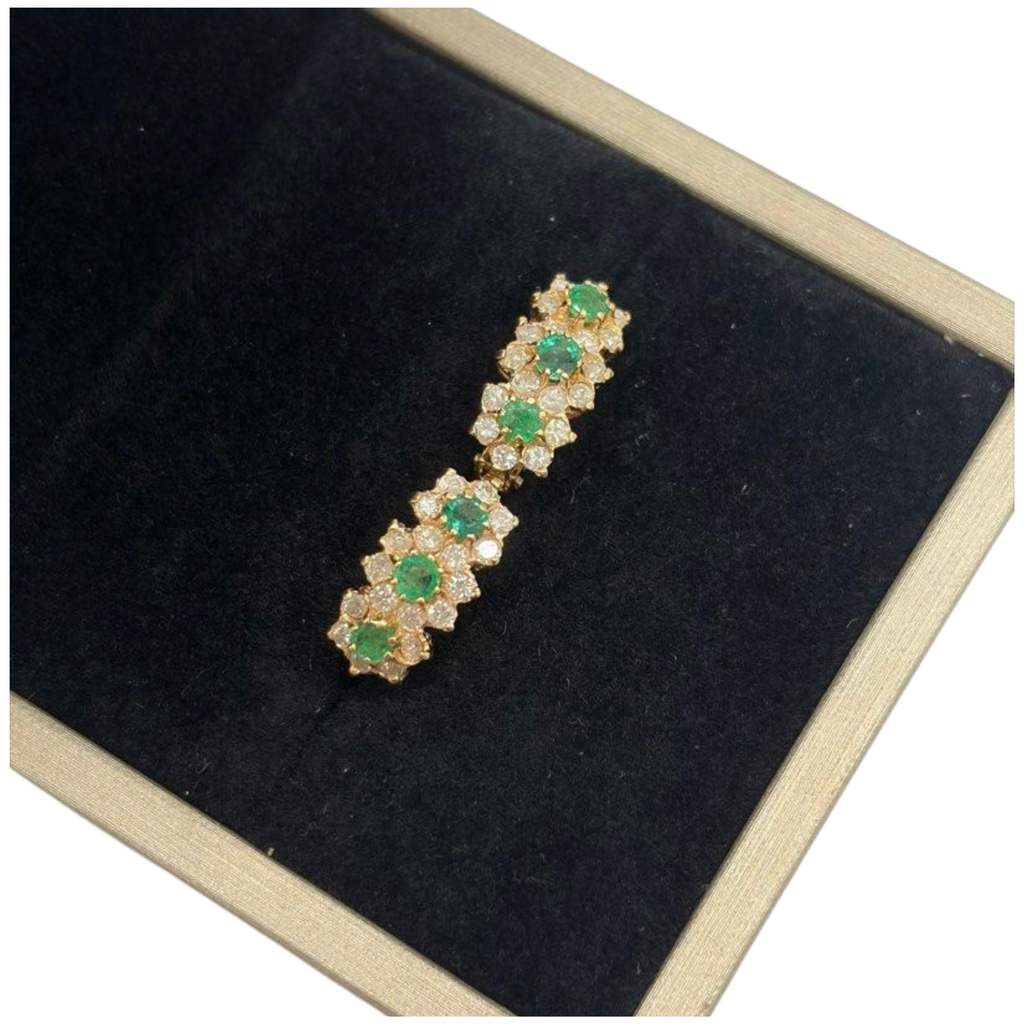 18K Rose Gold Natural Emerald & Diamond Earring