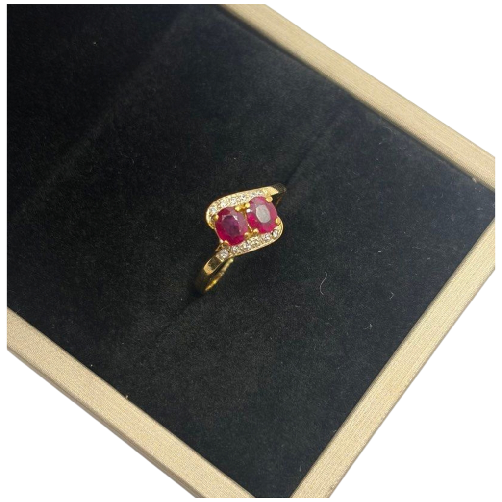 585 Yellow Gold Natural Ruby & Diamond Ladies Ring