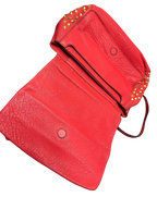 MCM 2way Leather Flapbag Red Studs