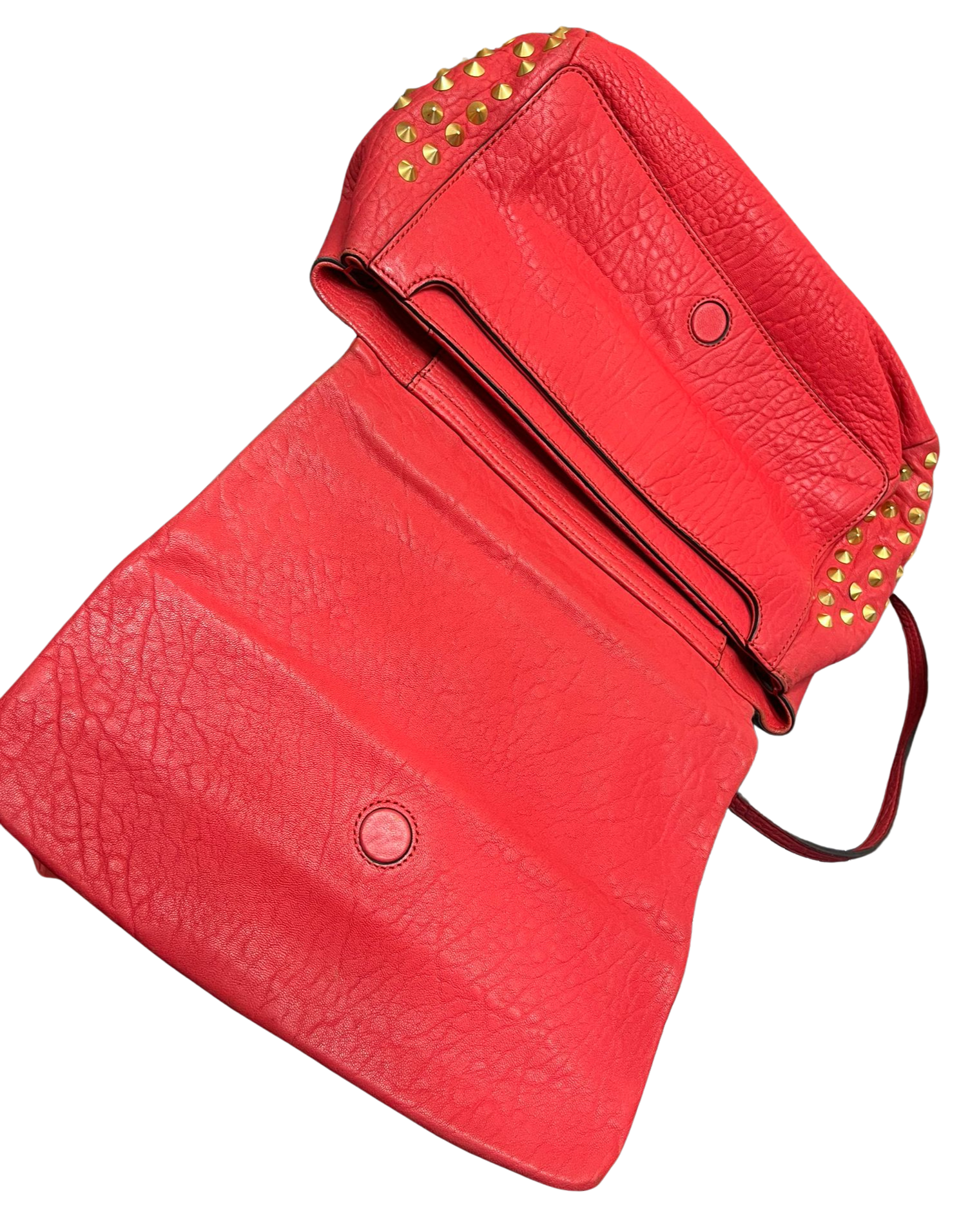 MCM 2way Leather Flapbag Red Studs