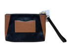 Coach Morgan F64848 Clutch Wristlet Black Saddle Brown Leather