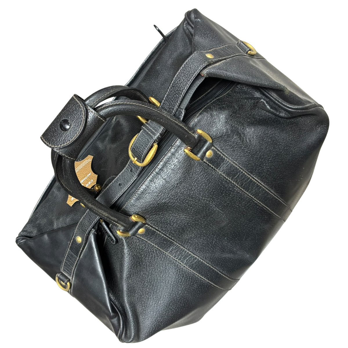 Gucci Vintage Boston Travel Weekender Bag Black Leather