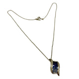 18K White Gold Natural Blue Sapphire & Diamond Necklace