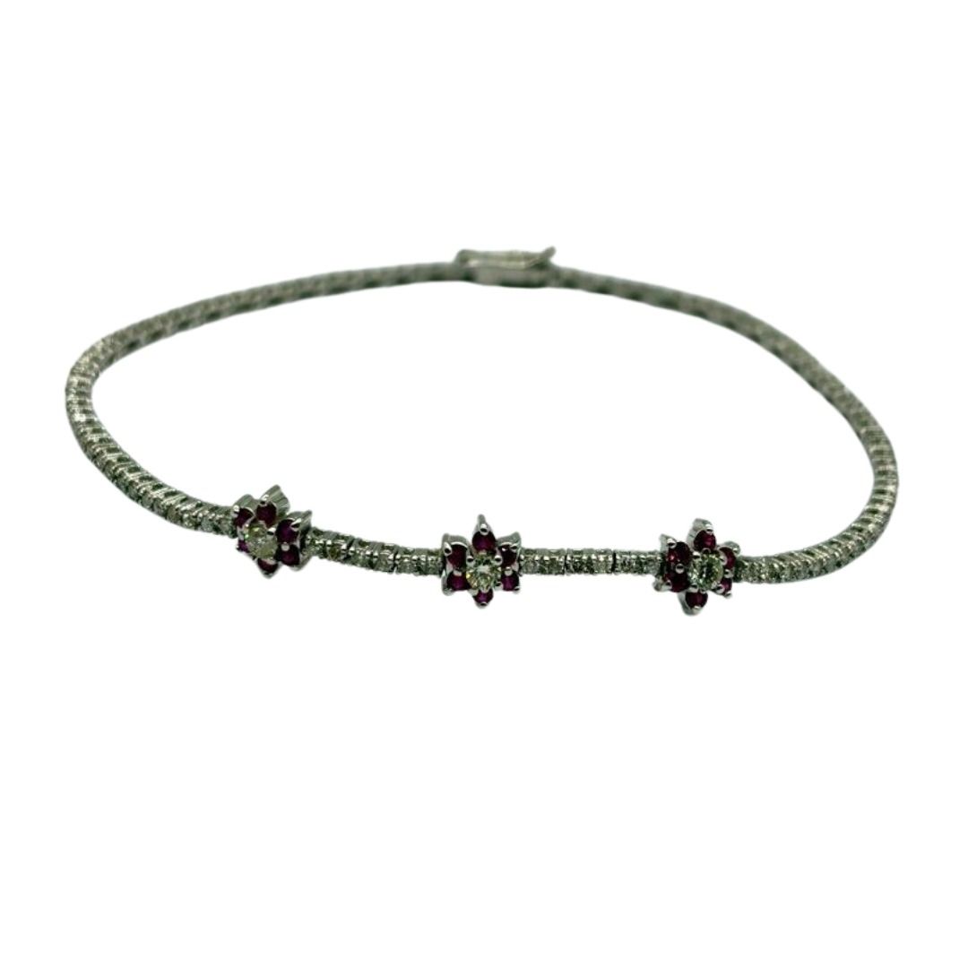 18K White Gold Natural Ruby & Diamond Bracelet Main image