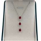 18K White Gold Natural Ruby & Diamond Necklace