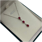 18K White Gold Natural Ruby & Diamond Necklace