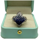 18K White Gold Natural Sapphire & Diamond Ring