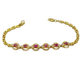 18K Yellow Gold Natural Ruby & Diamond Bracelet