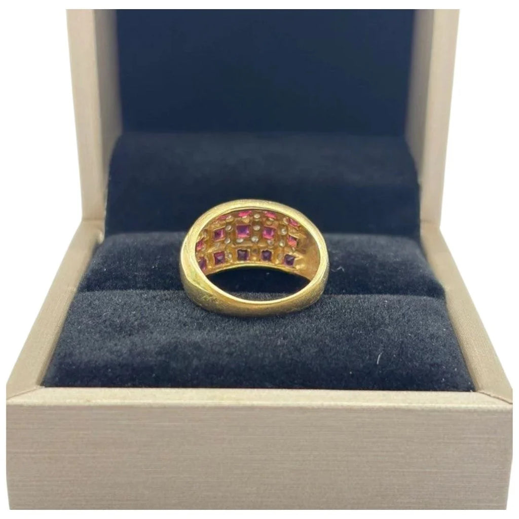 18K Yellow Gold Natural Ruby & Diamond Ring