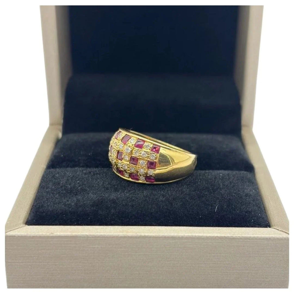 18K Yellow Gold Natural Ruby & Diamond Ring