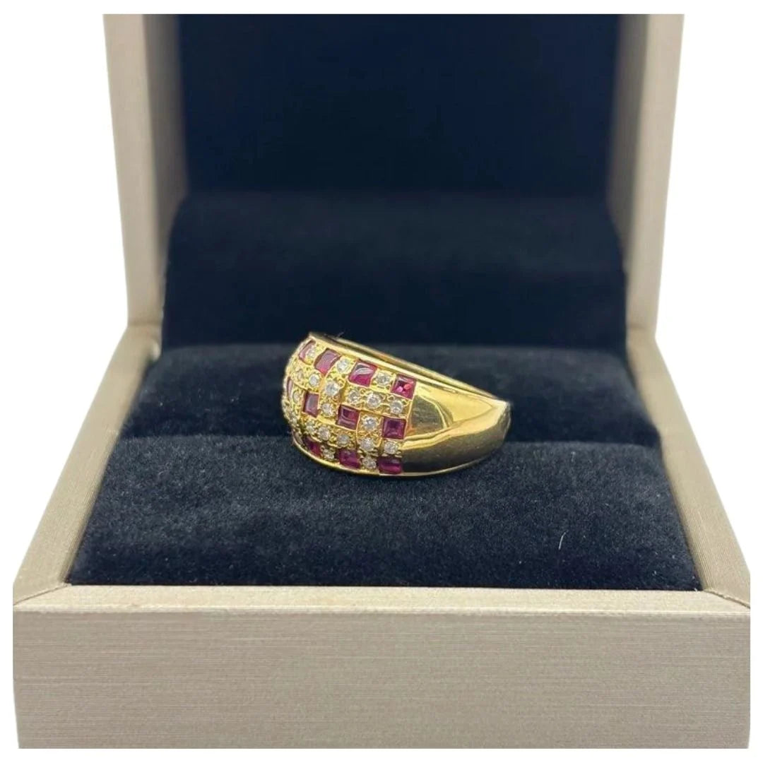 18K Yellow Gold Natural Ruby & Diamond Ring