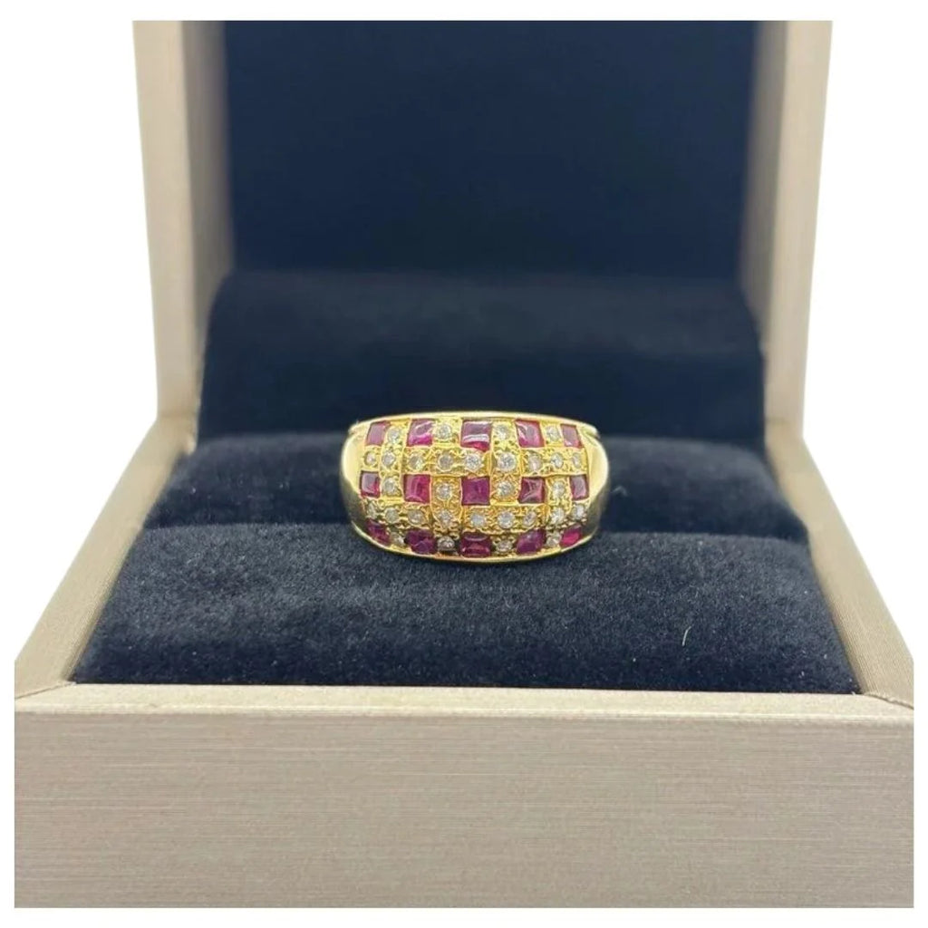 18K Yellow Gold Natural Ruby & Diamond Ring